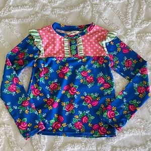 Matilda Jane Low Tide Rash Guard Girl’s Size 6 Floral Striped Polkadot Vacation
